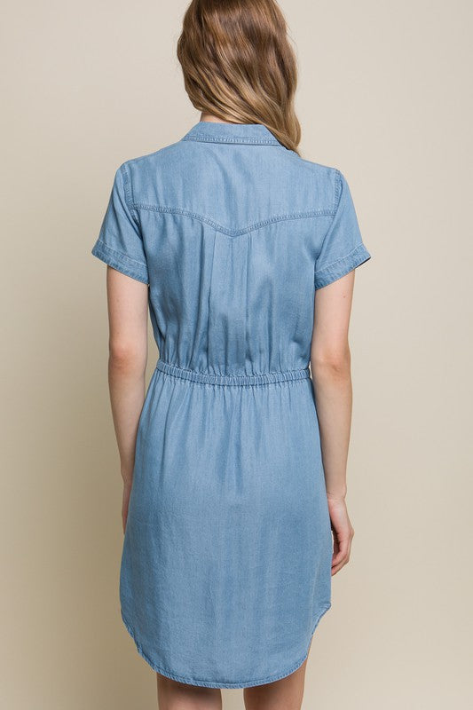 SOFT WASHED TENCEL DENIM TIE WAIST DRESS