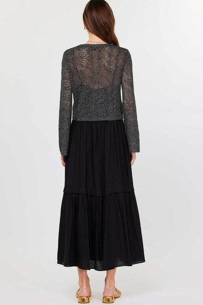 ELEVATED EASE ROUND NECK LONG SLEEVE SWEATER & TIERED MIDI DRESS SET