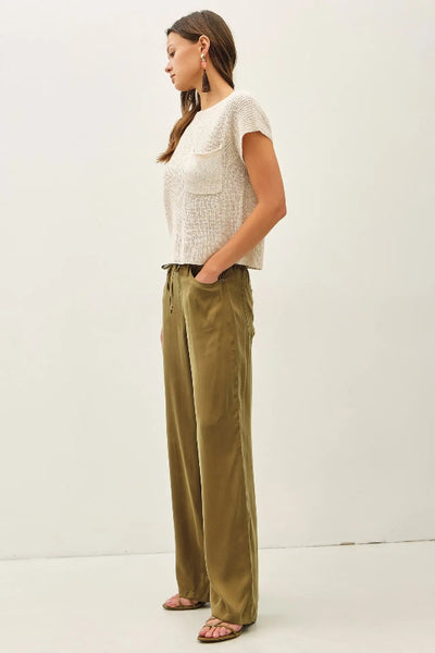wide leg satin pants women, air washed pants, cupro wide leg trousers, drawstring satin pants, wide leg pants with pockets, fluid wide leg pants, Be Cool satin pants, elevated wide leg pants, satin trousers women, relaxed wide leg pants