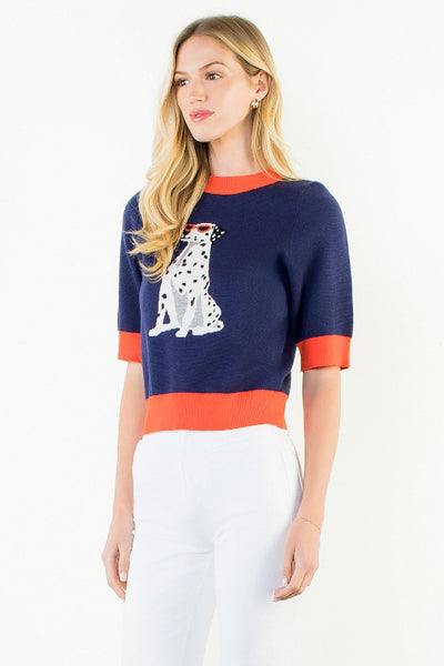 THML Dalmatian graphic knit sweater
women's navy dog graphic sweater
Dalmatian sweater women's fashion
women's navy short sleeve graphic knit top
THML sweater women navy
women's cropped graphic knit sweater
navy and red contrast trim sweater women
women's fun graphic knit sweater
Dalmatian print sweater women
women's viscose blend graphic sweater navy