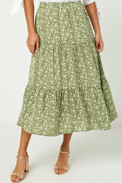 DITSY FLORAL PRINT TEIRED MIDI SKIRT