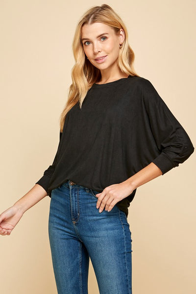 SOLID KNIT DOLMAN SLEEVE TOP
