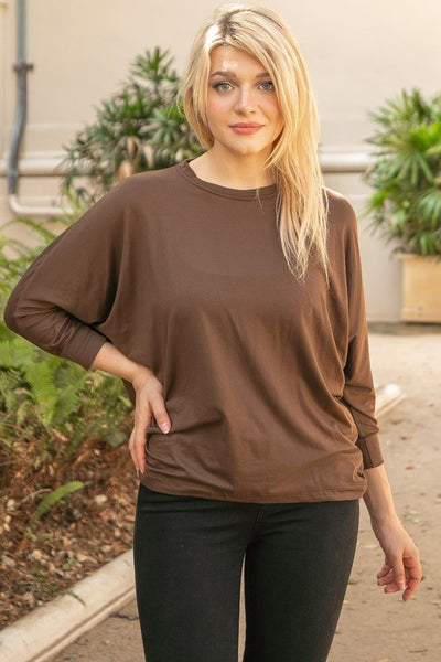 SOLID KNIT DOLMAN SLEEVE TOP