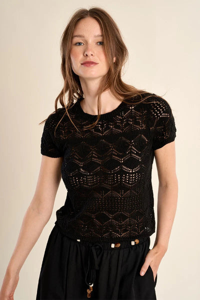 STUNNING SHORT SLEEVE KNIT SWEATER