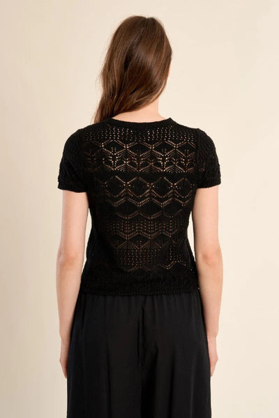 STUNNING SHORT SLEEVE KNIT SWEATER