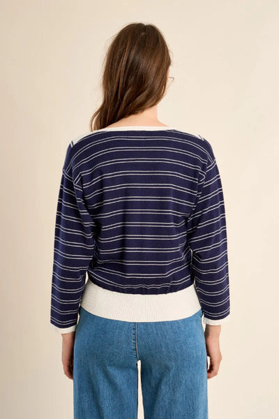 BEAUTIFULLY CRAFTED V-NECK KNIT STRIPED SWEATER