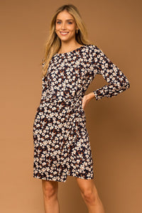 JAYLIN FALL FLORAL SIDE KNOT MINI DRESS