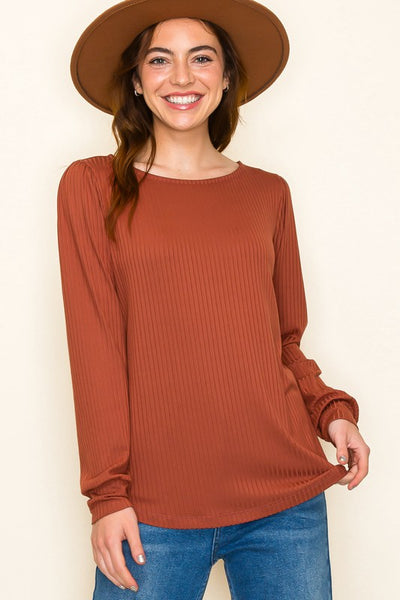 SOLID WIDE RIBBED LIGHTWEIGHT KNIT TOP