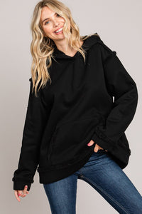 FAUX FUR LINED PULLOVER HOODIE