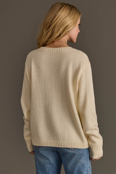 Panache Ivory Football sweater; 100% acyrlic. Cozy, long sleeve, and soft. 