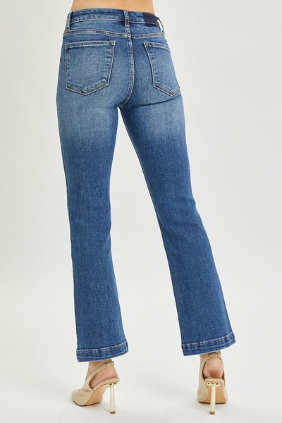 HIGH RISE PATCH POCKET STRAIGHT JEANS