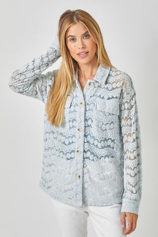 BEAUTIFUL LACE HIGH LOW BUTTON DOWN SHACKET