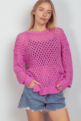 BEAUTIFUL SOLID LACE CROCHET KNIT TOP