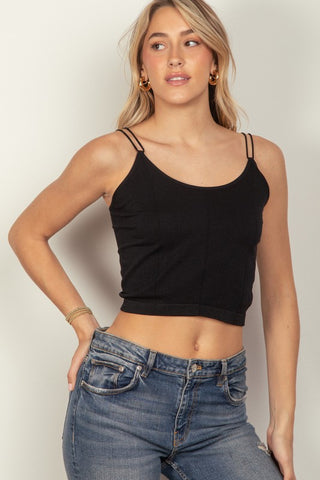 SOFT SOLID DOUBLE STRAP SLIM FIT CROPPED CAMI
