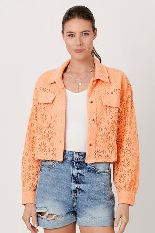 ADORABLE MIXED LACE LIGHTWEIGHT CROPPED JACKET