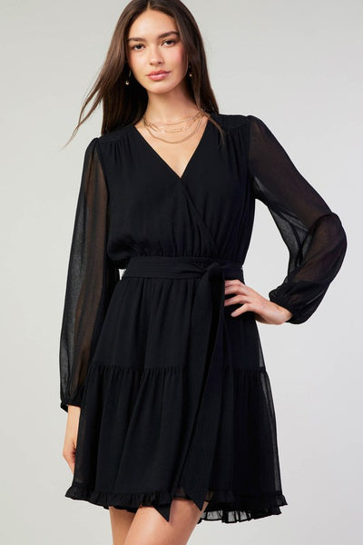 EFFORTLESSLY FLATTERING SURPLUS MINI DRESS WITH RUFFLE DETAIL