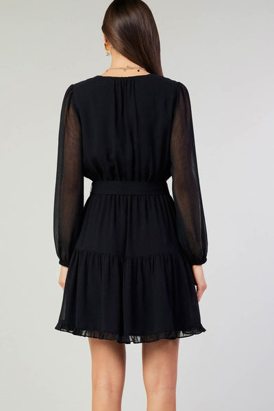 EFFORTLESSLY FLATTERING SURPLUS MINI DRESS WITH RUFFLE DETAIL