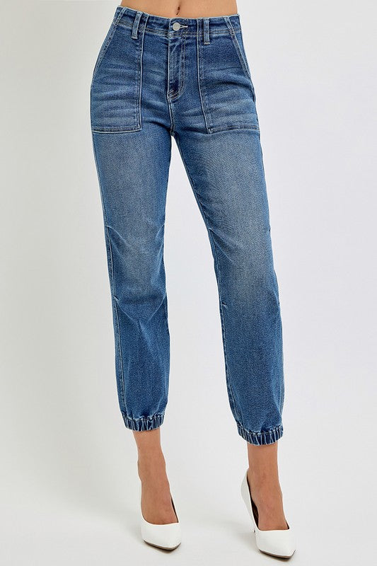 HIGH RISE ANKLE JOGGER RELAXED JEANS