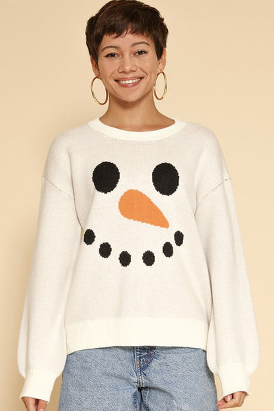 SNOWMAN FACE KNIT SWEATER