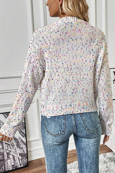 CONFETTI THREAD BUTTON FRONT SWEATER CARDIGAN