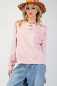 SOFT MINERAL WASHED TERRY KNIT TOP