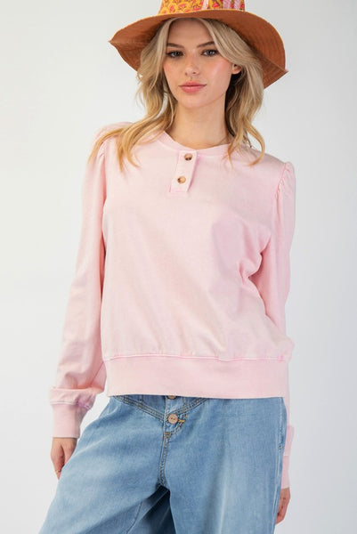 SOFT MINERAL WASHED TERRY KNIT TOP