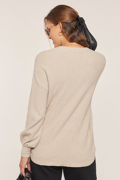 SOFT THERMAL KNIT PULLOVER CURVED HEM TOP