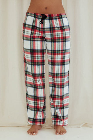 SOFT PLAID FLEECE PJ PANT W/DRAWSTRING WAIST