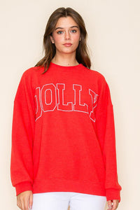 JOLLY RIBBED LONG SLEEVE GRAPHIC SWEATSHIRT