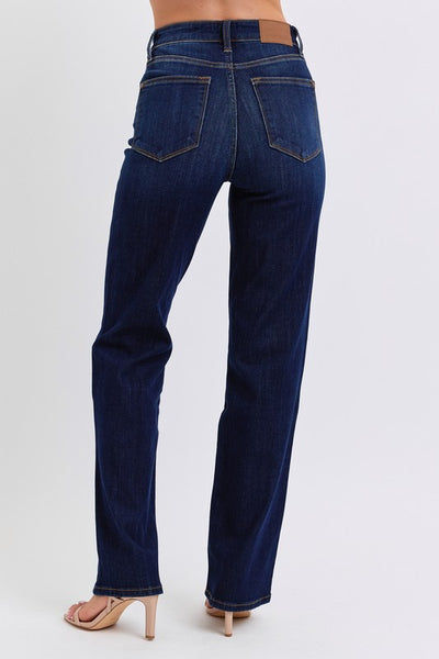 JUDY BLUE HIGH WAISTED CLEAN DK WASH STRAIGHT DENIM