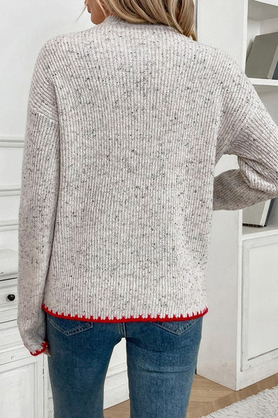 CUTE HEART PATCH SWEATER W/BLANKET STITCH DETAIL