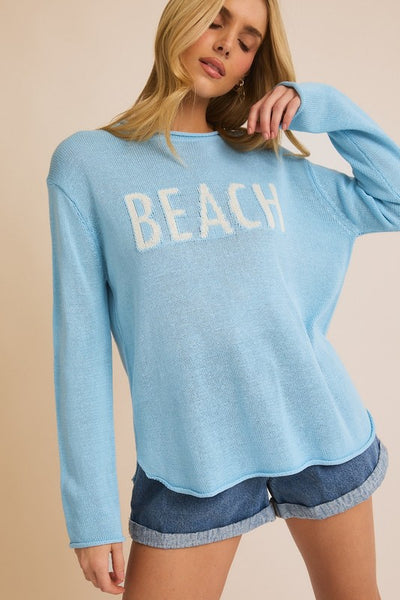 CUTE 'BEACH' LIGHTWEIGHT KNIT SWEATER