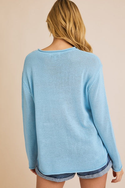 CUTE 'BEACH' LIGHTWEIGHT KNIT SWEATER