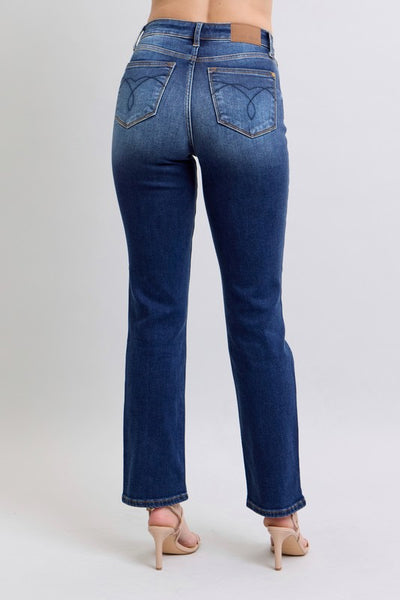 JUDY BLUE VINTAGE WASH THERMAL STRAIGHT DENIM