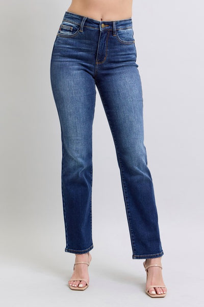 JUDY BLUE VINTAGE WASH THERMAL STRAIGHT DENIM