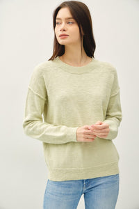 RELAXED FIT COTTON SLUB KNIT SWEATER