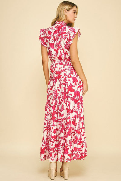 WHISPERS OF BLOOM FLORAL PRINTED TIERED MAXI DRESS