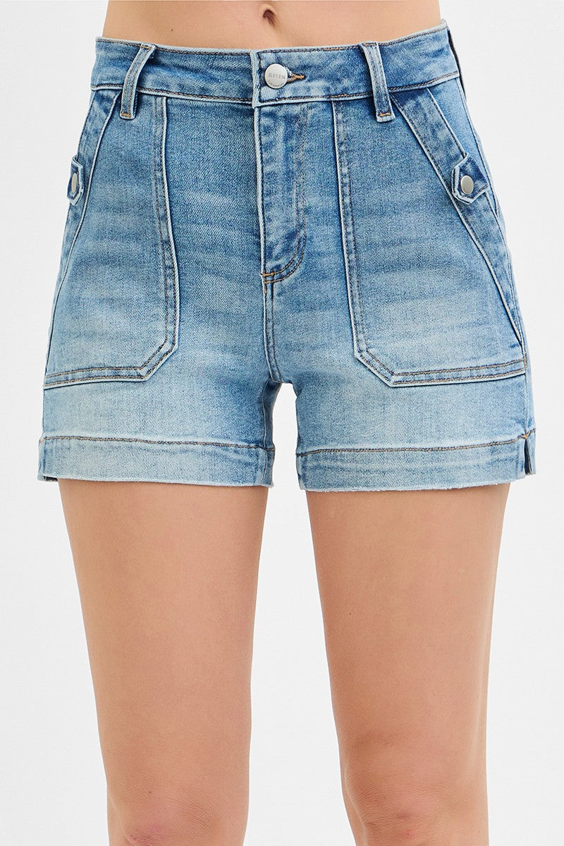 HIGH RISE PATCH POCKET SHORTS