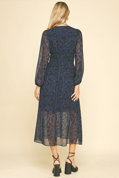 ROMANTIC AND TIMELESS PRINT BUTTON DOWN CHIFFON MAXI DRESS