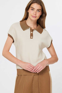 RELAXED AND REFINED POLO DOLMAN SLEEVE PLEATED TOP