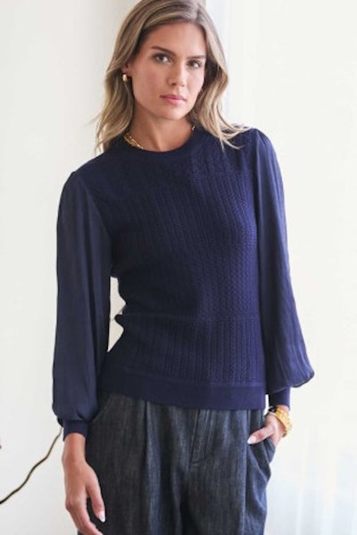 COZY MEETS POLISHED TEXTURED LONG SLEEVE SWEATER