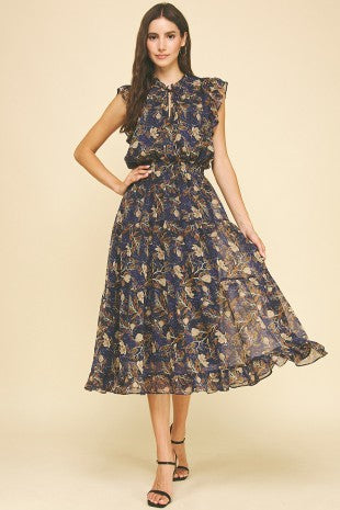 ROMANTIC AND TIMELESS FLORAL PRINTED TIERED CHIFFON DRESS