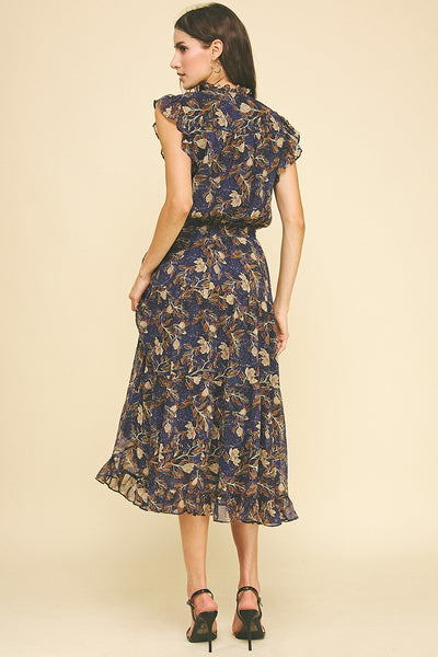 ROMANTIC AND TIMELESS FLORAL PRINTED TIERED CHIFFON DRESS