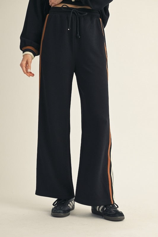 ELEVATED AND CASUAL COLOR BLOCK TRIM DETAIL  PANTS