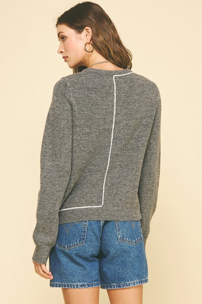 MODERN MINIMALIST STITCH DETAIL KNIT SWEATER