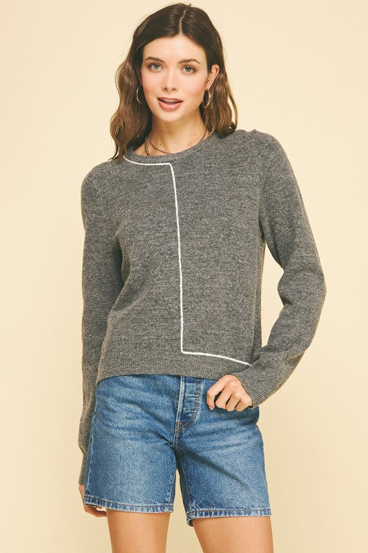 MODERN MINIMALIST STITCH DETAIL KNIT SWEATER