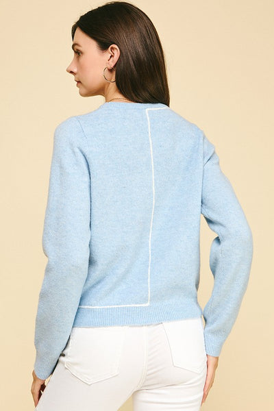 MODERN MINIMALIST STITCH DETAIL KNIT SWEATER