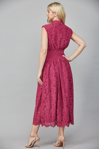 ELEGANT AND GRACEFUL FRONT ZIP CLOSURE LACE DRESS