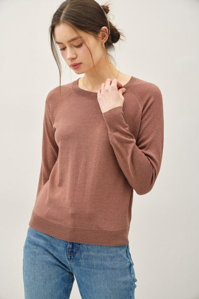 ESSENTIAL WOOL BLEND RAGLAN SLEEVE FINE SWEATER