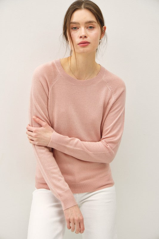 ESSENTIAL WOOL BLEND RAGLAN SLEEVE FINE SWEATER